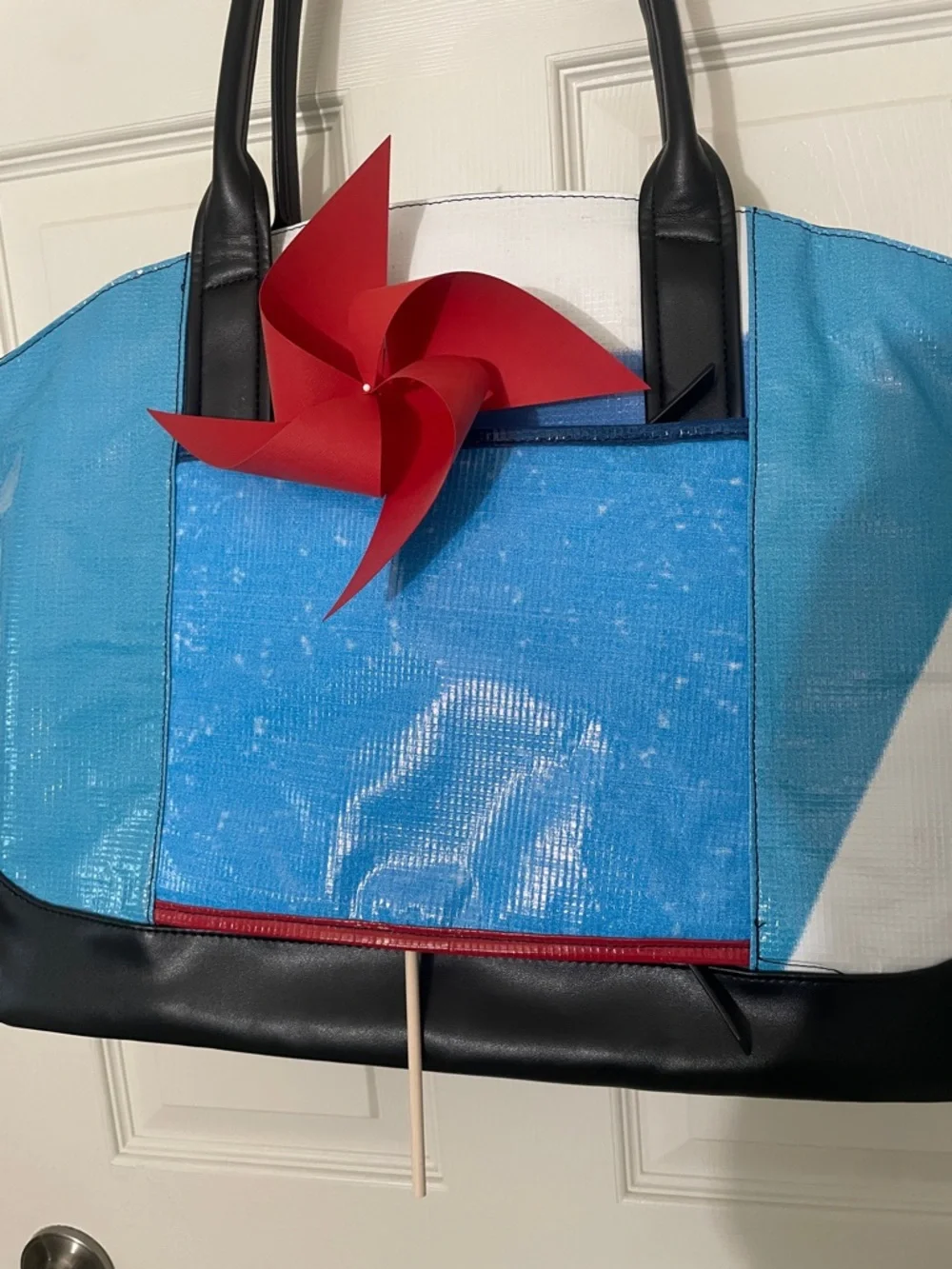 Rareform Tessa Tote Bag Repurposed Billboard Vinyl Blue White New Without Tag